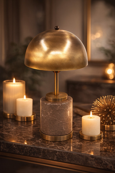 Montdekor EL YAPIMI MERMER TAŞLI BRONZ ABAJUR