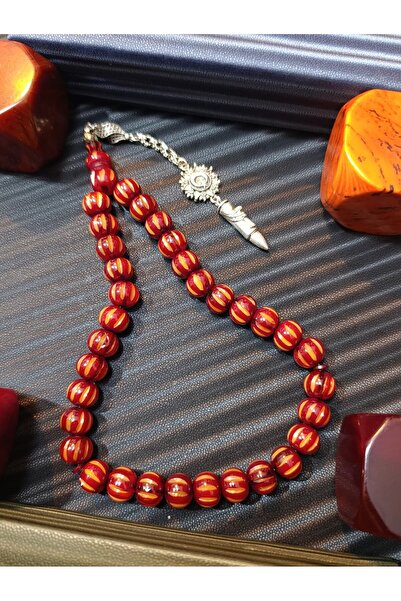 Anemore Collection سبحة من العنبر على شكل عصا مصنوعة يدويًا