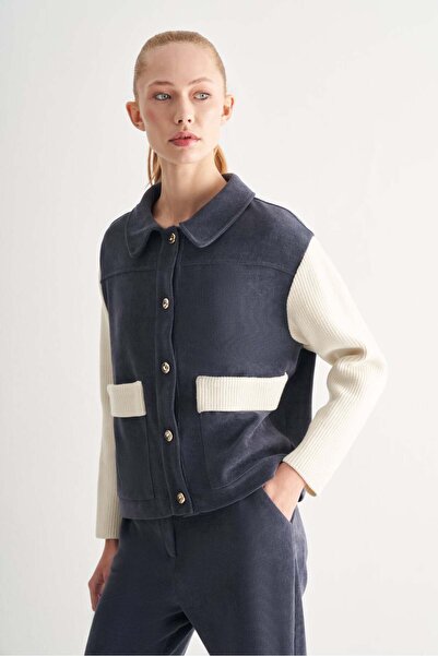 UTOPIAN Kadife Örgü Detaylı Ceket