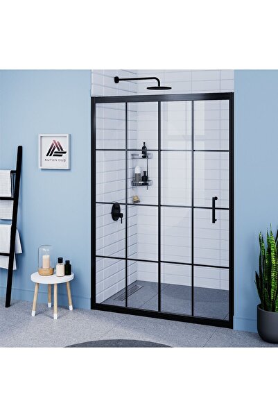 Kupon Duş Vesta D200 İki Duvar Arası 1 Sabit 1 Sürgü Duşakabin Siyah Profil K...