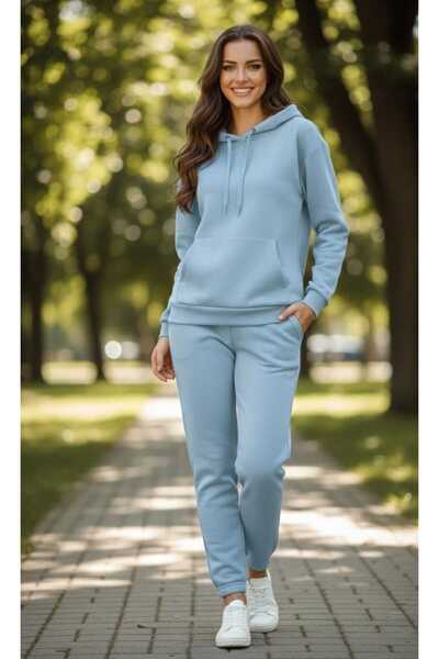 LiyAdaCo Unisex Hooded Baby Blue Bottom Top Tracksuit Set-Sports Wear -Premium