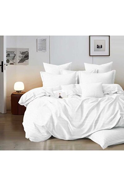 Sonia Damask bed linen for double bed 2 people Sonia, 6 pieces, Finet, White