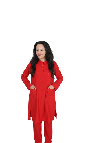 ufukscrubs H/025 2 Pcs Judge Collar Uniform Doctor Nurse Student Lycra Fabric Scrubs Set