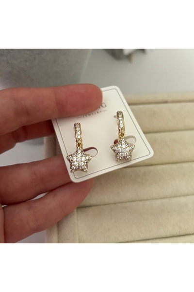 XUPING JEWELRY Xuping 14K Full Taşlı Bombe Yıldız model Sallantılı küpe