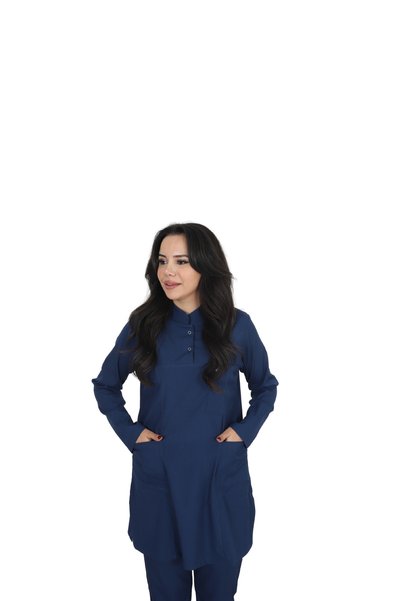 ufukscrubs H/025 2 Pcs Judge Collar Uniform Doctor Nurse Student Lycra Fabric Scrubs Set