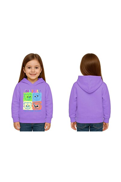 SEDİRLİ Унисекс детска суитшърт с качулка и 3-нишка шнур с мечешки принт