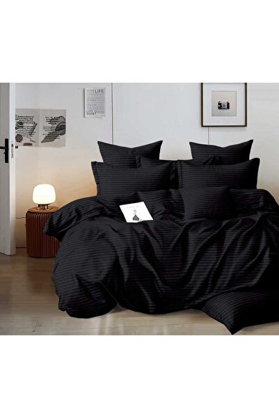 Sonia Damask bed linen for double bed 2 people Sonia, 6 pieces, Finet, Black