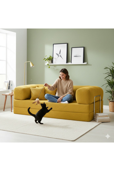 DECHOME 180 X 90 Midinest Kanepe | Yatakli Koltuğu | Fitilli Kadife Yıkanır |...