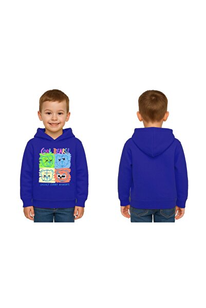 SEDİRLİ Унисекс детска суитшърт с качулка и 3-нишка шнур с мечешки принт