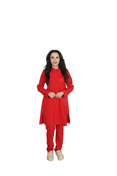 ufukscrubs طقم ملابس طبية H/025 بياقة طبية مزدوجة للطبيب والممرضة والطلاب مصن...