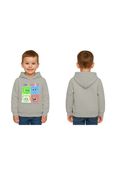 SEDİRLİ Унисекс детска суитшърт с качулка и 3-нишка шнур с мечешки принт