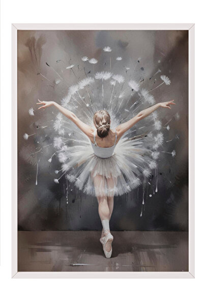 Zestia Ζωγραφική τοίχου με λευκό πλαίσιο Εξαιρετική σιλουέτα μπαλαρίνας – Λεπ...
