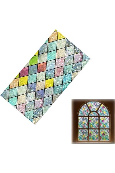 The Bros Colorful Lattice Stained Glass Window Film