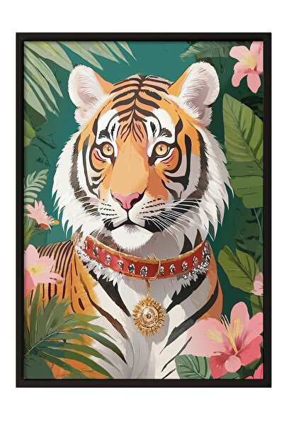 Zestia Черна рамка за стена Екзотичен леопард Декор за всекидневна