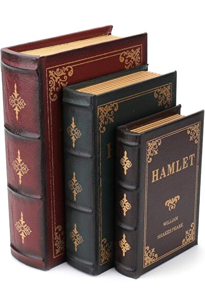 The Bros 3 Pack Decorative Book Boxes Wooden Antique Vintage Book Storage Box