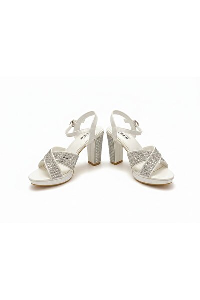 Bronz حذاء نسائي سهرة شكل x زركون من الامام وعلى الكعب من الخلف