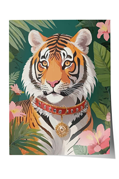 Zestia Αφίσα Εξωτικής Διακόσμησης Σαλονιού με Τίγρεις