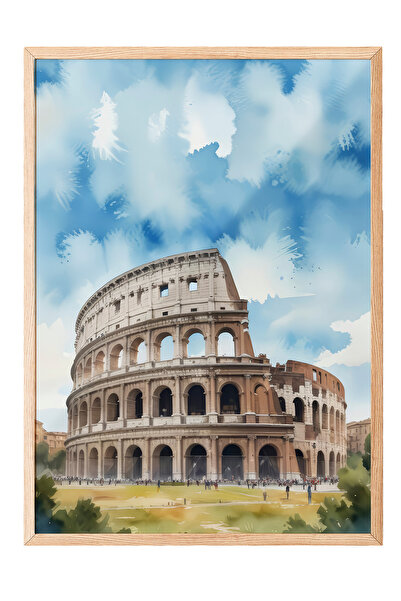 Zestia Tablou de perete cu ramă din lemn Colosseumul Roman – Decor pentru suf...