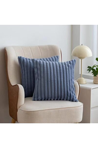 The Bros أغطية وسائد مزخرفة مخططة، مقاس 18×18 بوصة، طقم من قطعتين