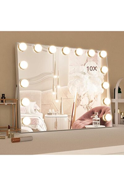 The Bros مرآة زينة بإضاءة وشحن USB، مرآة مكياج هوليوود، مرآة زينة كبيرة بإضاءة