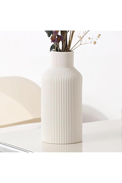 The Bros White Ceramic Flower Vase - Minimalist Matte Finish