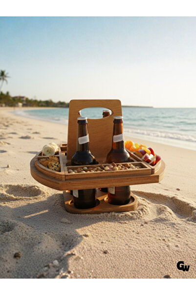 GOLDENWOODEN Beer Beverage Presentation Plate Natural Wooden Snack Plate (Bee...