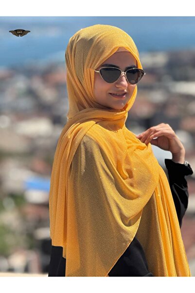 LA SEFA Women's Glitter Black Yellow Glitter Evening Dress Shawl