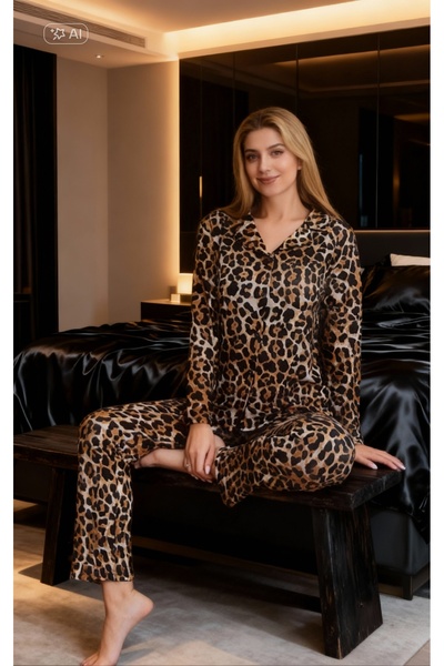 NiCe İç Giyim Set de pijamale din țesătură Milan cu aspect satinat și model l...