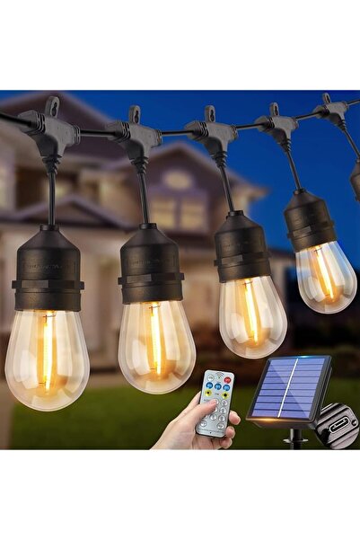 The Bros سلسلة إضاءة شمسية خارجية مقاومة للماء بطول 15 مترًا (50 قدمًا) مزودة...