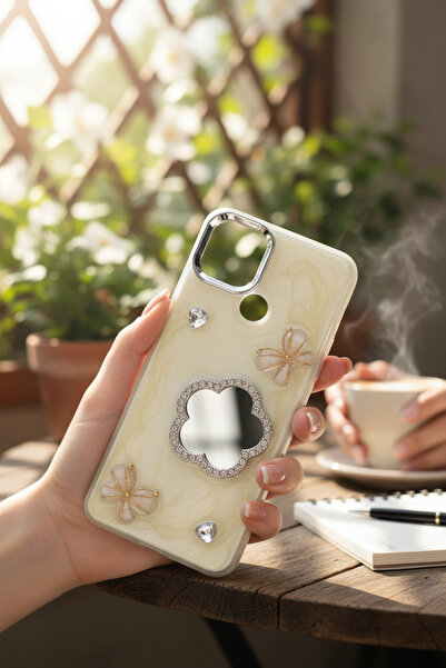 batuteknoloji Oppo A15-A15S Aynalı Taşlı Fiyonklu Kabartma Yüzeyli Lady BTU S...