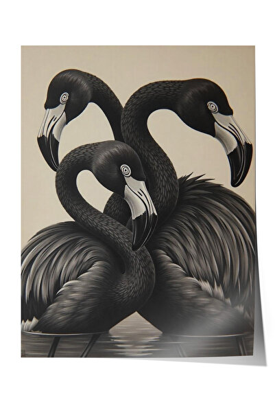 Zestia Αφίσα με μαύρους τόνους Τριπλό Φλαμίνγκο Μοντέρνο Στυλ Διακόσμηση Σαλο...