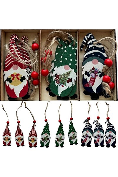 The Bros مجموعة زينة عيد الميلاد الخشبية، 9 قطع