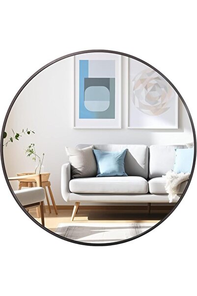 The Bros 50cm Black Round Mirror