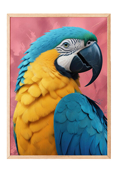 Zestia Ζωγραφική τοίχου με ξύλινο πλαίσιο Πολύχρωμο πορτρέτο παπαγάλου – Διακ...
