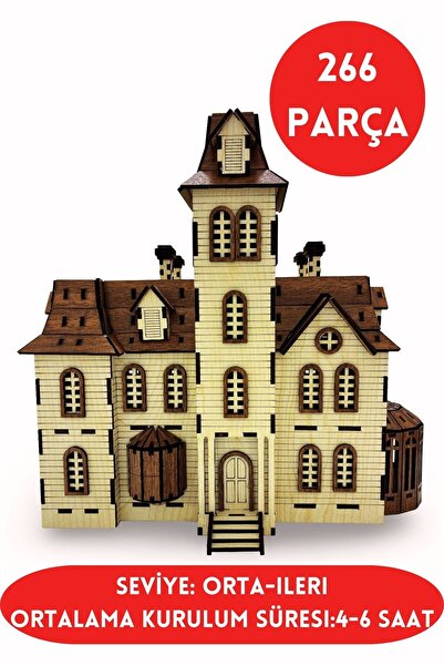 ALGWOOD 3D Ahşap Gotik Tarzı Ahşap Maket Ev - Eğitici 3D Ahşap Ev Maketi (266...