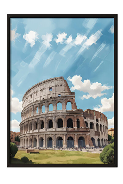 Zestia Ζωγραφική τοίχου με μαύρο πλαίσιο Θέα του Ρωμαϊκού Κολοσσαίου – Διακόσ...
