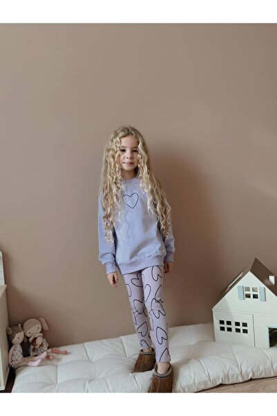 lesa kids wear طقم بنطلون ضيق على شكل قلب للفتيات