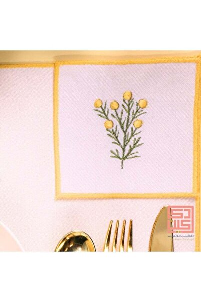 Dakakeen Concept طقم قواعد أكواب فاخر من دكاكين الخير بتصميم زهرة الميموزا الصفراء - 12 قطعة بتصميم أنيق قابل للغسل