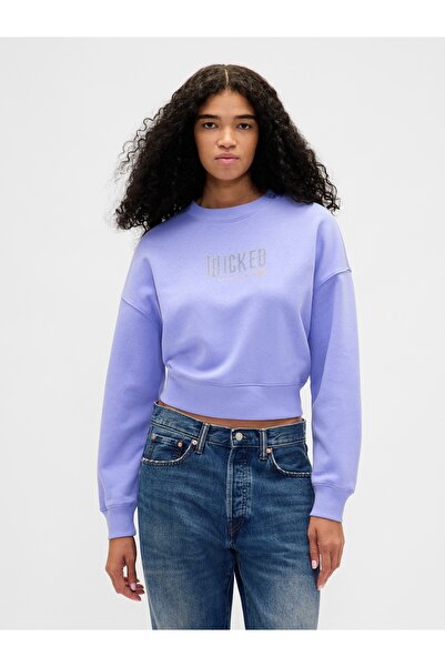 GAP Kadın Açık Mavi VintageSoft Wicked Crop Wedge Sweatshirt