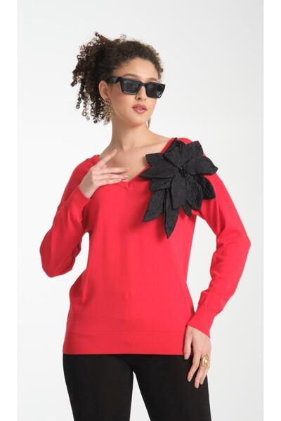 BERNE Cicek detayli şık ince kazak