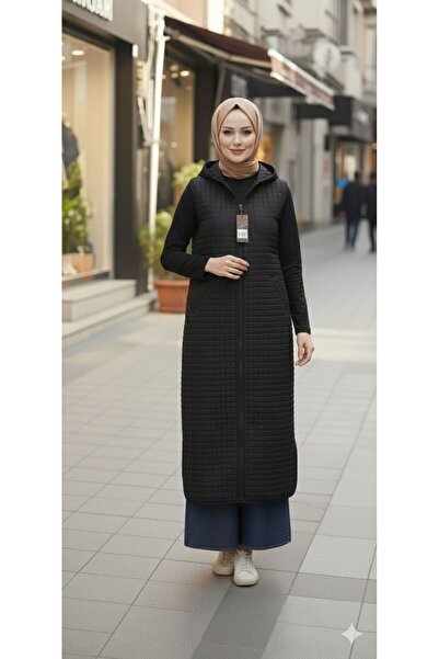 BK BÜYÜK BEDEN KAPÜŞONLU FERMUARLI KAPİTONE YELEK