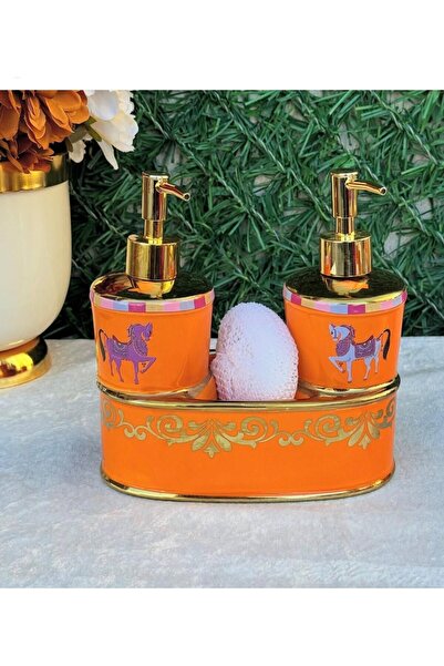 konak alışveriş 3-Piece Soap Dish Set with Sponge Holder Horse Pattern Retro ...