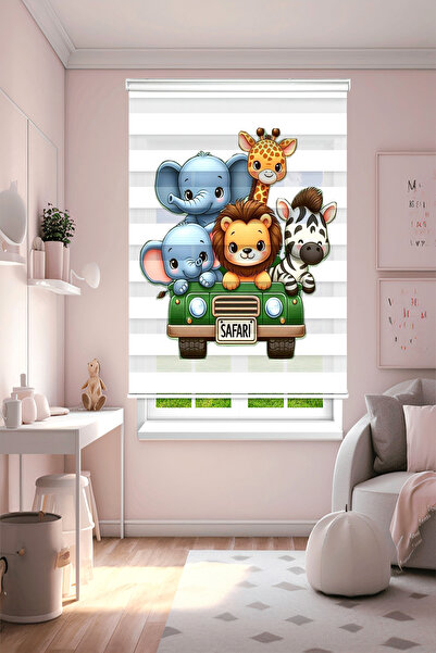 Perdecizade (ENXBOY)SAFARİ DİJİTAL BASKILI ZEBRA PERDE-COCUK ODASI-STOR PERDE