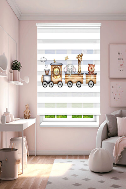 Perdecizade (ENXBOY)TRENDEKİ DOSTLAR DİJİTAL BASKILI ZEBRA PERDE-COCUK ODASI-...