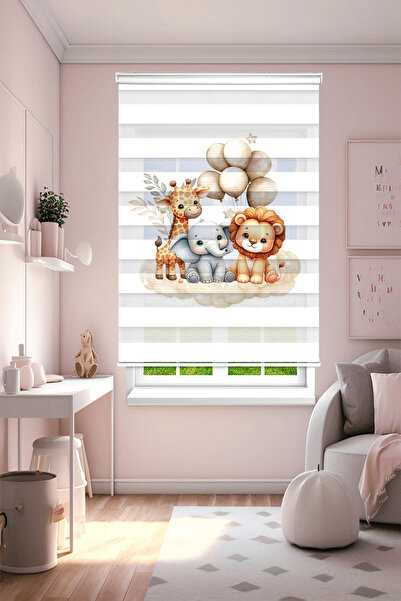 Perdecizade (ENXBOY)ASLAN VE DOSTLARI DİJİTAL BASKILI ZEBRA PERDE-COCUK ODASI...