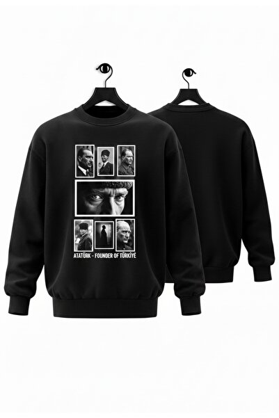 Infire clothing قصة فضفاضة سترة من القطن بنسبة 100% مصطفى كمال أتاتورك مطبوع