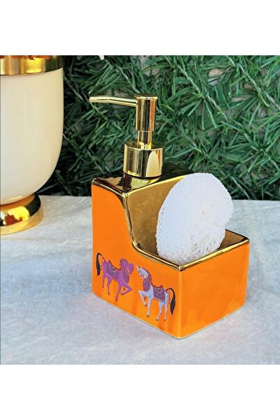 konak alışveriş Horse Patterned Retro 2-Piece Liquid Soap Dispenser Square