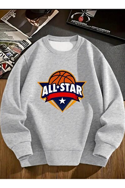 Oceanwear سويت شيرت All Star Basketball Top مطبوع برقبة دائرية مبطن بالصوف لل...