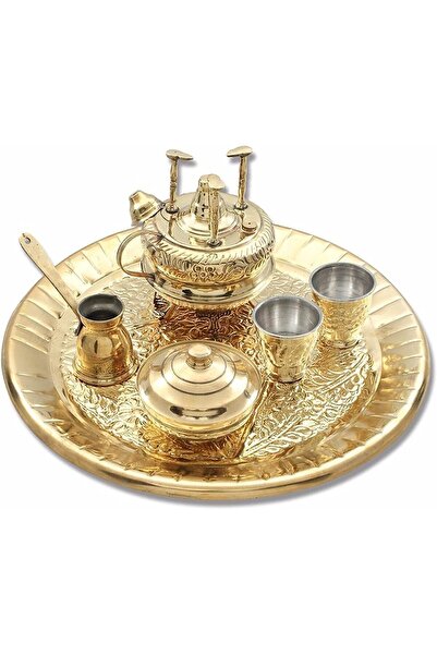 Generic Embossed Copper Sprinter Set for Coffee with Bowl and Tray