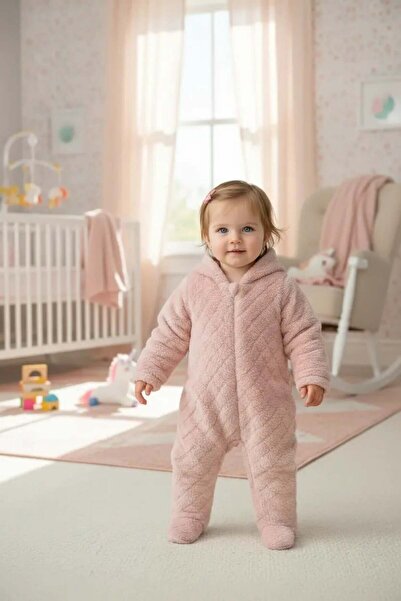 Basium Baby Baklava Desenli Yumoş Kozmonot Tulum - Pembe
